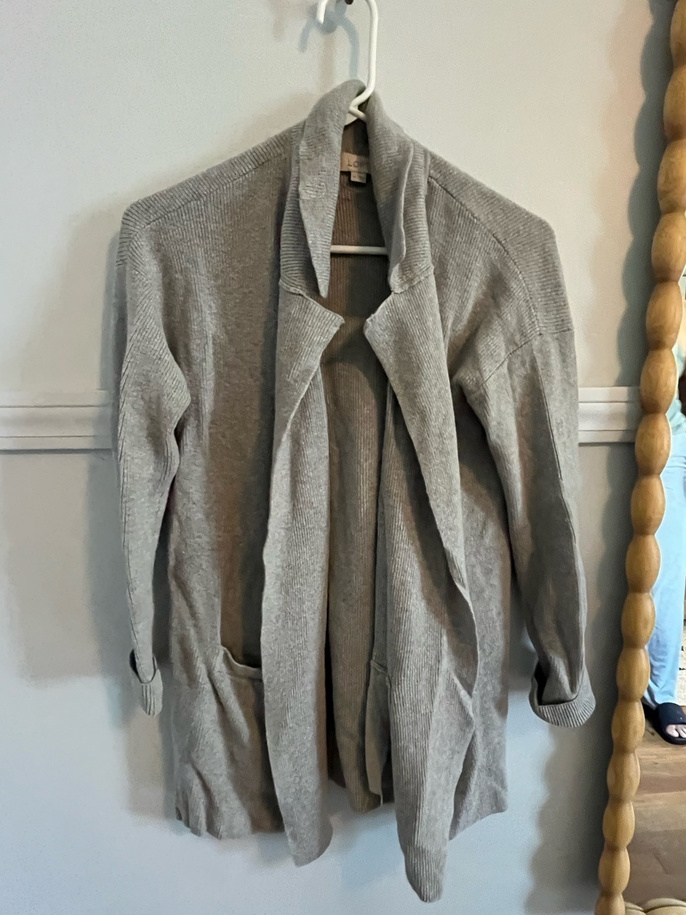 LOFT Men's Open-Front Cardigan Sweater in Gray